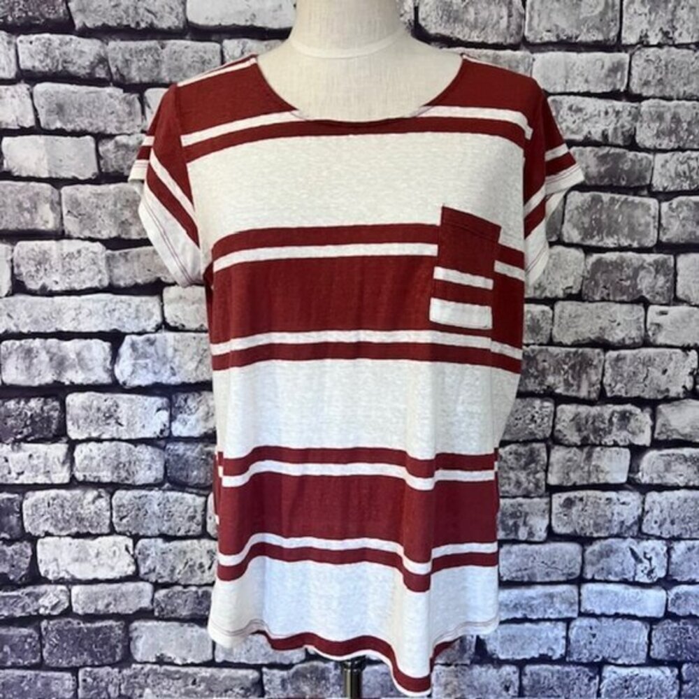 Canyon River Blues Brown & White Stripe Tee Size L